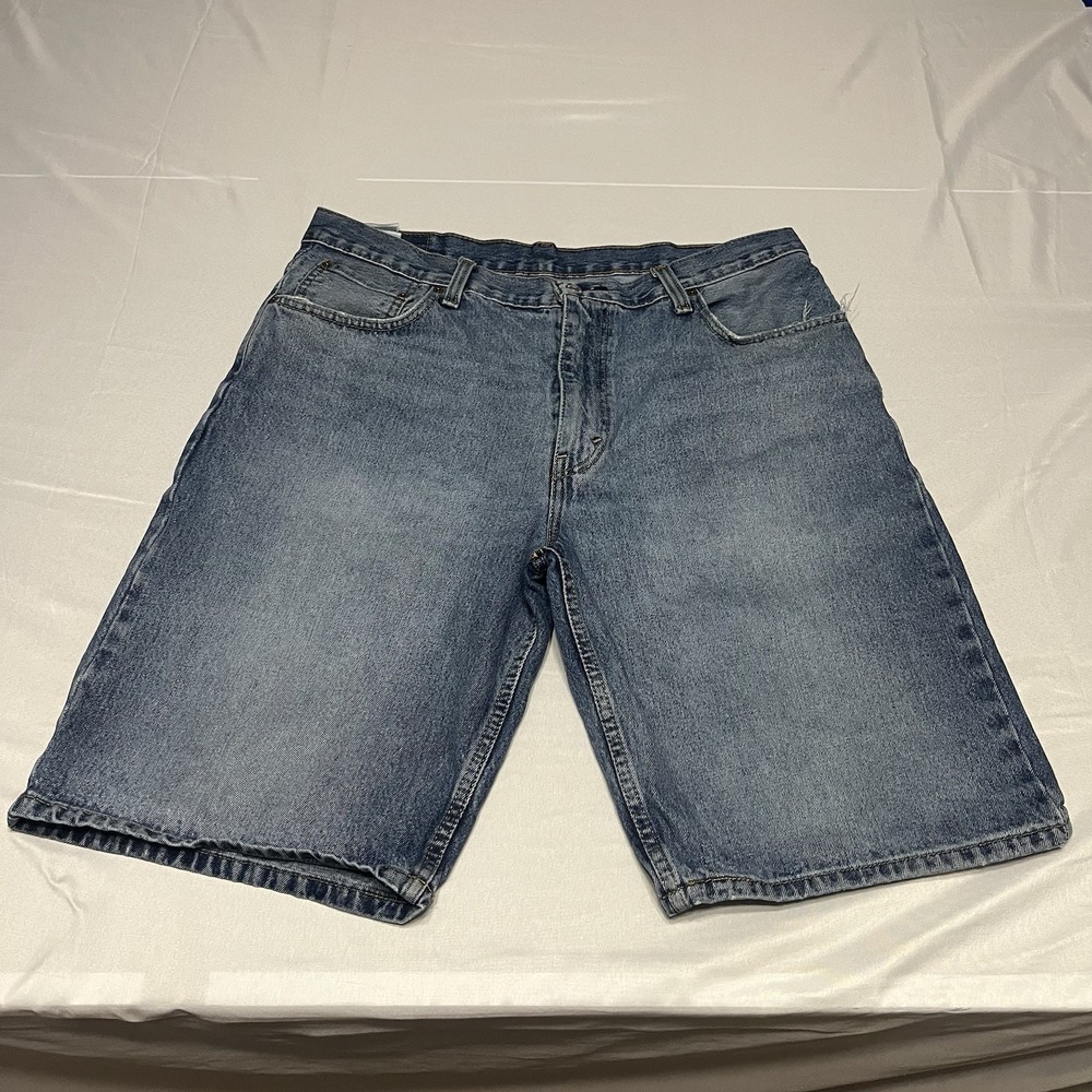 Levis 569 Shorts Mens 36 Blue Denim Loose Relaxed Fit Skate Jorts Distressed